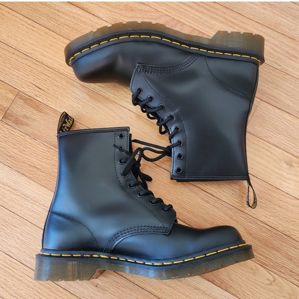 Dr Martens 1460 Smooth Black Leather Lace Up Women's Boots Size 10